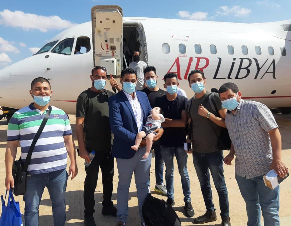 Libyan volunteers and trainees at Benghazi airport before boarding the plane to fly to Operation Smile Egypt's July 2021 surgical mission. 